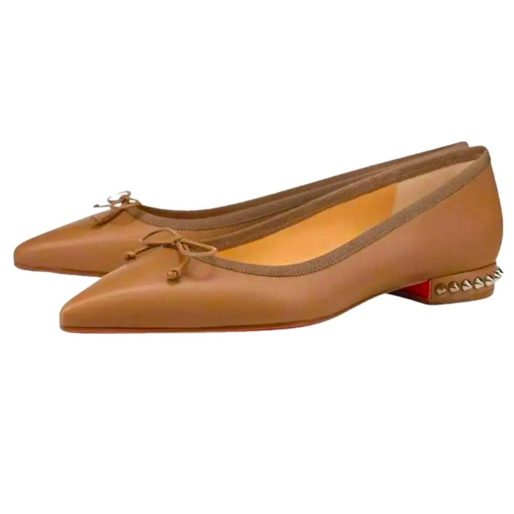 Christian Louboutin Tan Studded Flats